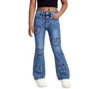 SEAUR Jeans à Bottes Fille Stretch Coupe Slim Taille Adjustable Pantalon à Jambes Évasées Denim Élégant pour Enfants et Ados 7-14 Ans