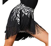 SEAUR Jupe de danse latine tango danse du ventre foulard franges jupe rumba cha samba salle de bal robe de danse, Rayures zébres(en forme de U), taille unique