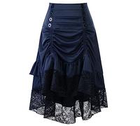 SEAUR Jupe Gothique Steampunk Cosplay Renaissance Femme Lolita Goth Taille Haute Pirate Mi-Longue Fille S