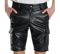 SEAUR Kinkywear Sexy pour Hommes Clubwear Brillant Short de Festival Dance Scintillant Simili Cuir Doux sous-vêtement Short de Plage