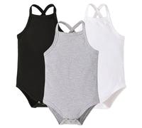 SEAUR Lot de 3 Body Bébé Fille à Fines Bretelles sans Manches Bodies Bébé pour Garçon Filles Mixte Nouveau-né,Bébé d'Eté en Tricot Côtelé de Couleur UnieA 12-18 Mois
