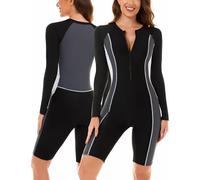 SEAUR Maillots de Bain Femme UPF 50+ Rashguard Une pièce Manche Longue Demmes Combishort de Plage Anti-UV Natation Surfing Dame L
