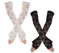 SEAUR Mitaines Punk Dentelle Noires pour Cosplay Halloween Punk Accessoires de Costume Gants Gothique