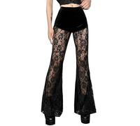 SEAUR Pantalon en Dentelle Noir Femme Punk Y2k Gothique Pantalons 80s 70s 60s Baggy Ados Fille Mode Halloween Carnaval S