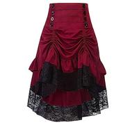 SEAUR Renaissance Femme Cosplay Lolita Goth Trapèze élastique Vintage Boho Pirate Taille Haut XL