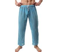 SEAUR Sexy Maille Transparente Pantalon,Legging Muscle Transparent avec Cordon de Serrage,Hommes Voir à Travers Pantalon,Taille Basse Pantalons,Vêtement de Nuit Maille,Blue,S