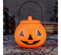 Seaux à citrouille d'Halloween, seau à bonbons à la citrouille avec sourire du diable, porte-bonbons pour Halloween avec poignée, seau d'Halloween pour Halloween Pot à Ornements décoratifs (A, 24.5cm)