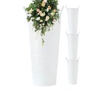Seaux à Fleurs,4 Pièces Hautes Décoratives Galvanisées De Style Rustique | Centre Table Mariage Décoratif - pour Table Cuisine, entrée Maison, Chambre, Salon, fête, Maison