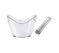 seaux à glace Seau à glace en acrylique transparent avec pince, bac plastique de 8 litres rangement ovale Seaux for boissons et fêtes vin, seau bière, champagne(Transparent)
