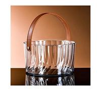 seaux à glace Seau à glace en plastique avec poignée cuir marron vin transparent rond