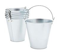 Seaux en Métal Galvanisé avec Poignées, Lot de 6 seaux en Fer Blanc pour Fleurs, Bières, Glaçons, Vin, Champagne, Fêtes, Centres de Table, 17,8 cm