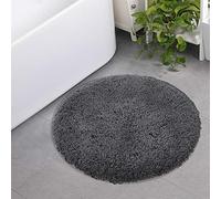 Seavish Tapis de Bain Rond à Poils Longs de 61 cm, antidérapant, Efficace, Absorbant l'eau, Lavable en Machine, en Microfibre Douce et épaisse, Tapis de Sol Circulaire touffeté, Gris