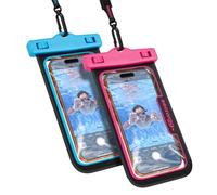 SEAWAG Next Pochette Étanche Smartphone, Sac Étanche IPX8 pour iPhone 16 15 14 & Samsung Galaxy S25 - Écran Tactile, Tour de Cou, Plage Piscine Plongée, Bleu/Rose, Lot de 2