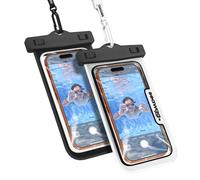 SEAWAG Next Pochette Étanche Smartphone, Sac Étanche IPX8 pour iPhone 16 15 14 & Samsung Galaxy S25 - Écran Tactile, Tour de Cou, Plage Piscine Plongée, Noir/Blanc, Lot de 2