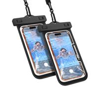 SEAWAG Next Pochette Étanche Smartphone, Sac Étanche IPX8 pour iPhone 16 15 14 & Samsung Galaxy S25 - Écran Tactile, Tour de Cou, Plage Piscine Plongée, Noir, Lot de 2
