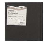 SEAWHITE 32418 - Black Cloth carnet de croquis format paysage, format 14 × 14 cm avec 95 feuilles compact & pour le voyage, comme carnet de croquis ou de notes
