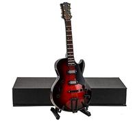 Seawoo Guitare électrique Miniature en Bois avec Support et étui Mini Instrument de Musique Miniature réplique Maison de poupée modèle Anniversaire décoration Maison 7.19"x2.71"x0.89"