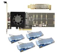 SEAYACK 4Port Channel PCIe4.0 Expansion Card Supporting 4X NVMe HDDs Concurrents Access and Advanced Thermals Management PCIe Compatible Storage Card