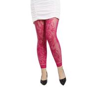 SEAYACK Bas résille avec strass pour femme - Grande taille - Sans pieds - Motif floral - Dentelle - Legging en maille filet, rose rouge, Taille unique