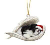SEAYACK Car Interior Decoration Shatterproof Acrylic Angel Dog Hanging Ornament for Christmas Tree Wreath Vehicle Interiors Pet Friendly Christmas Car Accessory