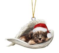 SEAYACK Car Interior Decoration Shatterproof Acrylic Angel Dog Hanging Ornament for Christmas Tree Wreath Vehicle Interiors Pet Friendly Christmas Car Accessory