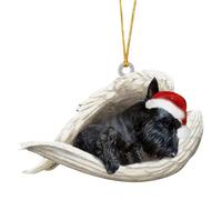 SEAYACK Car Interior Decoration Shatterproof Acrylic Angel Dog Hanging Ornament for Christmas Tree Wreath Vehicle Interiors Pet Friendly Christmas Car Accessory