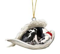 SEAYACK Car Interior Decoration Shatterproof Acrylic Angel Dog Hanging Ornament for Christmas Tree Wreath Vehicle Interiors Pet Friendly Christmas Car Accessory