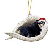 SEAYACK Car Interior Decoration Shatterproof Acrylic Angel Dog Hanging Ornament for Christmas Tree Wreath Vehicle Interiors Pet Friendly Christmas Car Accessory