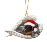 SEAYACK Car Interior Decoration Shatterproof Acrylic Angel Dog Hanging Ornament for Christmas Tree Wreath Vehicle Interiors Pet Friendly Christmas Car Accessory