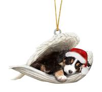 SEAYACK Car Interior Decoration Shatterproof Acrylic Angel Dog Hanging Ornament for Christmas Tree Wreath Vehicle Interiors Pet Friendly Christmas Car Accessory