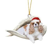 SEAYACK Car Interior Decoration Shatterproof Acrylic Angel Dog Hanging Ornament for Christmas Tree Wreath Vehicle Interiors Pet Friendly Christmas Car Accessory