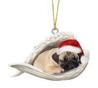 SEAYACK Car Interior Decoration Shatterproof Acrylic Angel Dog Hanging Ornament for Christmas Tree Wreath Vehicle Interiors Pet Friendly Christmas Car Accessory