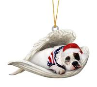 SEAYACK Car Interior Decoration Shatterproof Acrylic Angel Dog Hanging Ornament for Christmas Tree Wreath Vehicle Interiors Pet Friendly Christmas Car Accessory