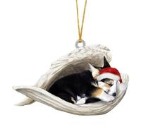 SEAYACK Car Interior Decoration Shatterproof Acrylic Angel Dog Hanging Ornament for Christmas Tree Wreath Vehicle Interiors Pet Friendly Christmas Car Accessory