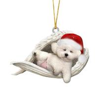 SEAYACK Car Interior Decoration Shatterproof Acrylic Angel Dog Hanging Ornament for Christmas Tree Wreath Vehicle Interiors Pet Friendly Christmas Car Accessory