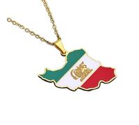 SEAYACK Collier avec pendentif carte de l'Iran - Chaîne élégante - Unique sur le thème du Moyen-Orient - Bijou de cou - Accessoire de charme, Acier inoxydable