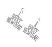 SEAYACK Collier avec pendentif « Happy New Year » - Boucles d'oreilles tendance en métal - Chaîne de clavicule - Bijoux ras du cou, Earrings, Métal