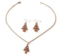SEAYACK Parure collier et boucles d'oreilles fantaisie flocon de neige Père Noël bonhomme de neige clavicule chaîne bijoux femme ornement de Noël