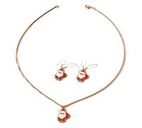 SEAYACK Parure collier et boucles d'oreilles fantaisie flocon de neige Père Noël bonhomme de neige clavicule chaîne bijoux femme ornement de Noël