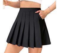 Seazoon Mini jupe plissée taille haute pour femme, pour cosplay, tennis, Thanksgiving, Noël, Poche noire, Taille L
