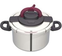 SEB Autocuiseur Clipso Plus Noir/Rouge P4371406 - 8 L : 6 à 8 personnes - 2 programmes de cuisson - Panier vapeur - Ouverture/fermeture ultra facile - Poignées rabattables - Tous feux dont induction