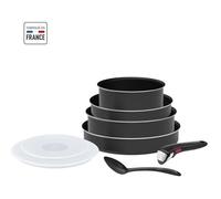 SEB Batterie de cuisine 8 pièces, Induction, Revêtement antiadhésif, Poignée, Couvercles hermétiques, Fabriqué en France L2599002