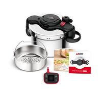 SEB Clipso Now+ Cocotte-minute® 6 L, Résultats de cuisson parfaits, Gain de temps, Ouverture facile, Minuteur intelligent, Fabriqué en France, Poignées rabattables P4900750