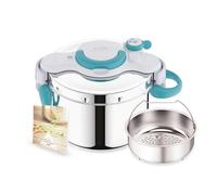 SEB ClipsoMinut' Easy+ 6L, Ouverture facile à une main, Gain de place, Cocotte-minute® induction, Fabriqué en France, Autocuiseur Inox, Bleu P4900716