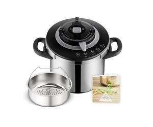SEB - Cocotte-minute Clipso Chef en Acier Inoxydable - 4 programmes - 10 L | Cuiseur vapeur inox pour 7 à 10 personnes - 4 programmes de cuisson - Ouverture facile une main - 6 points de sécurité