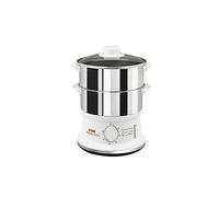 SEB Cuiseur vapeur Convenient VC145100, 2 bols inox, minuteur, 6L, Blanc/Inox