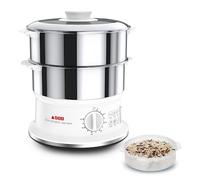 Seb Cuiseur Vapeur série Convenient 2 bols inox, Capacité bol 6 L, Cuisson vapeur, Cuit vapeur compact, Minuteur, Arrêt automatique VC145100, 2 Paniers