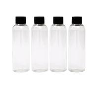 SEB Enterprises Lot de 4 bouteilles de voyage de 100 ml avec couvercles à vis noirs, sans BPA, durables, étanches