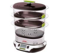 Seb VitaCuisine Compact Steamer, 3 paniers vapeur, sans BPA, 2 plateaux de cuisson en plastique, bocaux en verre, porte-œufs, livre de recettes, rangement ultra-compact breveté VS405E00