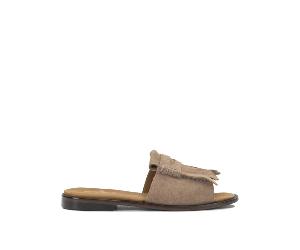 Sebago claquettes femme beige fringes en daim avec maxi franges - 7.5